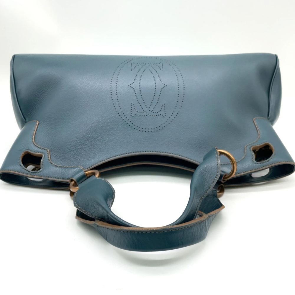 Cartier Blue Leather Women's Bag Authentic In Pristine Condition - Picture 3 of 14